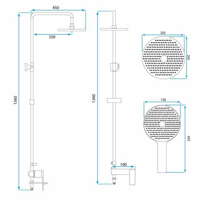 Gold Single-Lever Shower Column Rea Veneta