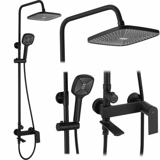 Matte Black Single-Lever Shower Column Rea Storm