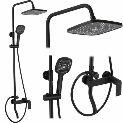 Matte Black Single-Lever Shower Column Rea Storm with Long Spout