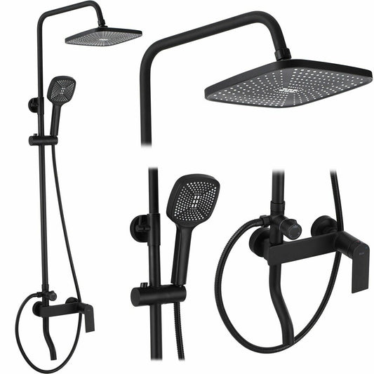 Matte Black Single-Lever Shower Column Rea Storm with Long Spout
