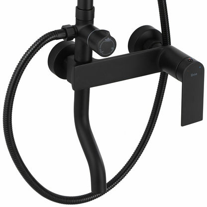Matte Black Single-Lever Shower Column Rea Storm with Long Spout