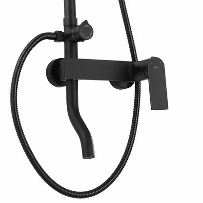 Matte Black Single-Lever Shower Column Rea Storm with Long Spout