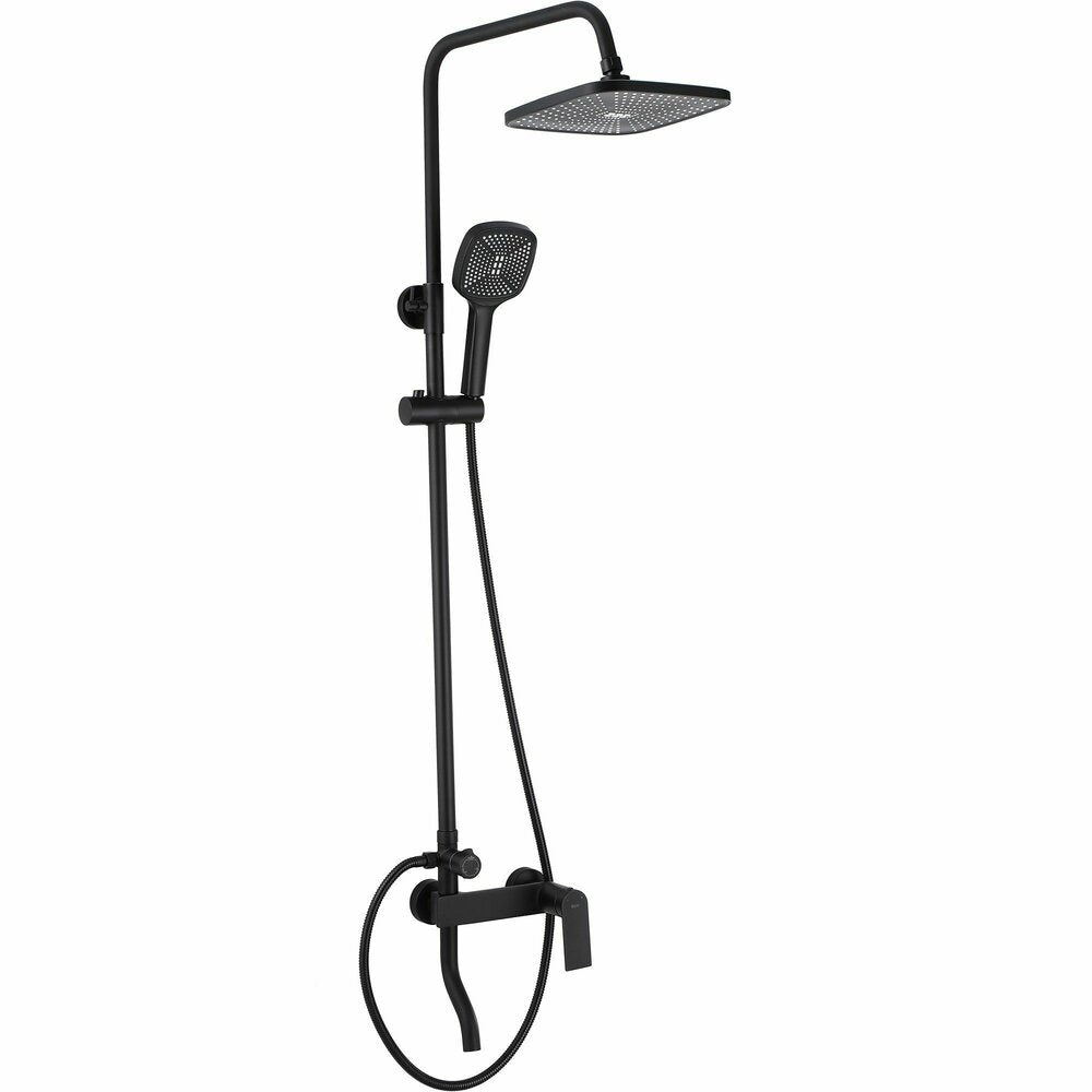 Matte Black Single-Lever Shower Column Rea Storm with Long Spout