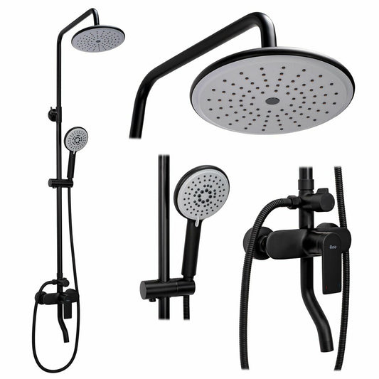 Black Single-Lever Shower Column Rea Verso