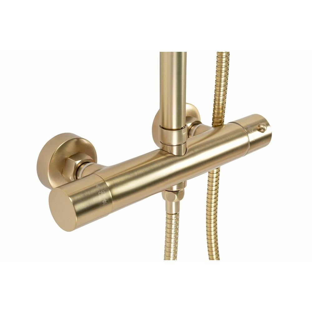 Shower Column with Brushed Gold Thermostatic Faucet Rea Parot