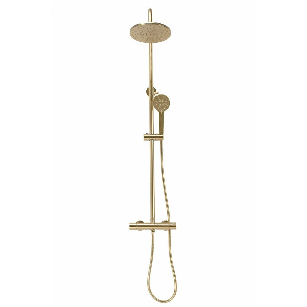 Shower Column with Brushed Gold Thermostatic Faucet Rea Parot