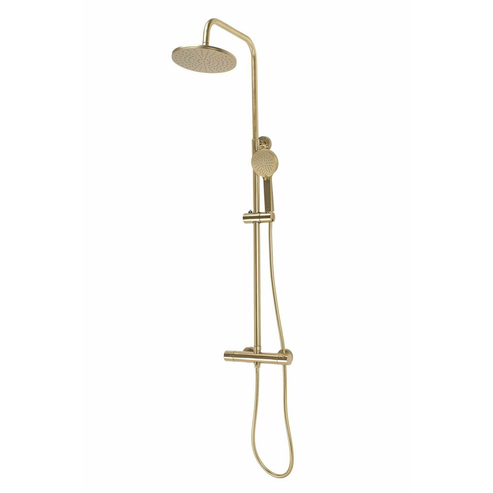 Shower Column with Brushed Gold Thermostatic Faucet Rea Parot