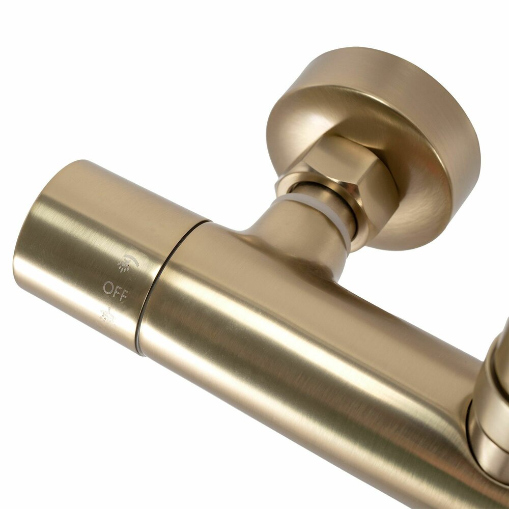 Shower Column with Brushed Gold Thermostatic Faucet Rea Parot