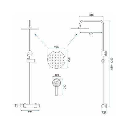 Shower Column with Brushed Gold Thermostatic Faucet Rea Parot