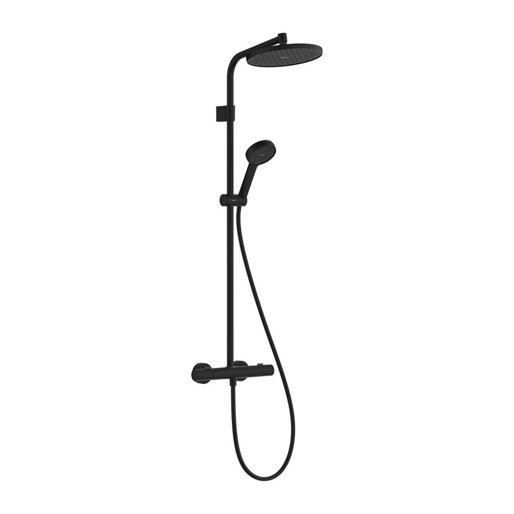 Душ колона с термостатичен смесител Hansgrohe Activera S EcoSmart с 2 функции, матово черно покритие