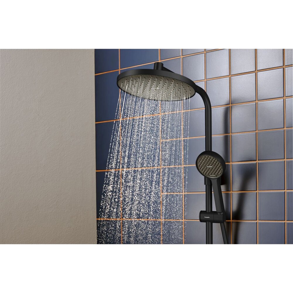 Душ колона с термостатичен смесител Hansgrohe Activera S EcoSmart с 2 функции, матово черно покритие