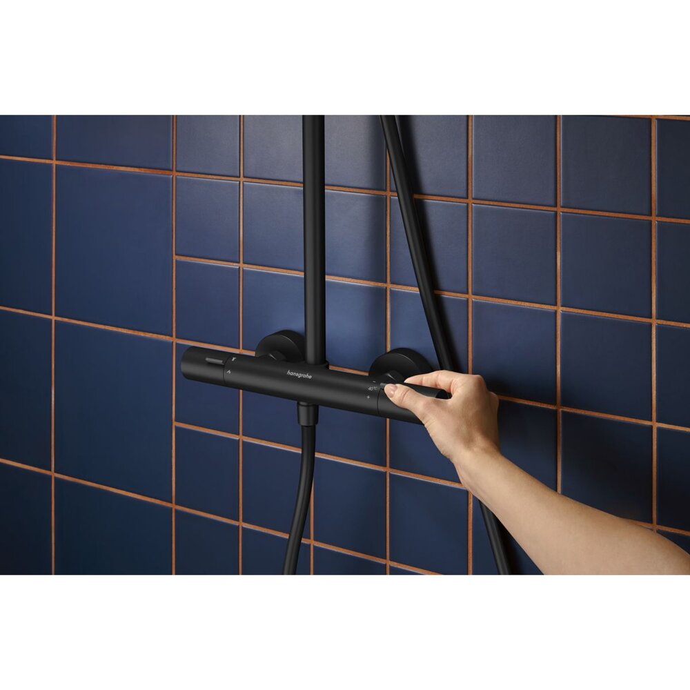 Душ колона с термостатичен смесител Hansgrohe Activera S EcoSmart с 2 функции, матово черно покритие