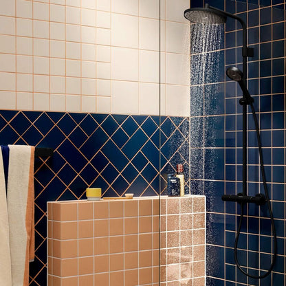 Душ колона с термостатичен смесител Hansgrohe Activera S EcoSmart с 2 функции, матово черно покритие