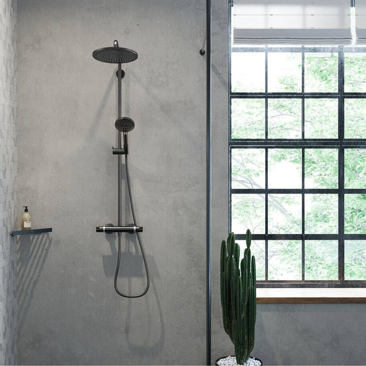 Душ колона с термостатичен смесител Hansgrohe Croma Select S с 3 функции, черно-хромирано покритие