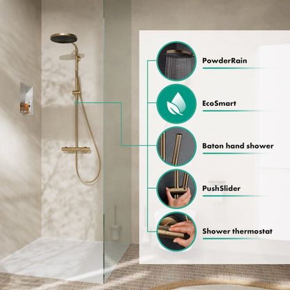 Колона за душ с термостатен смесител Hansgrohe Pulsify S Puro с 3 функции, завършек бронз перлен