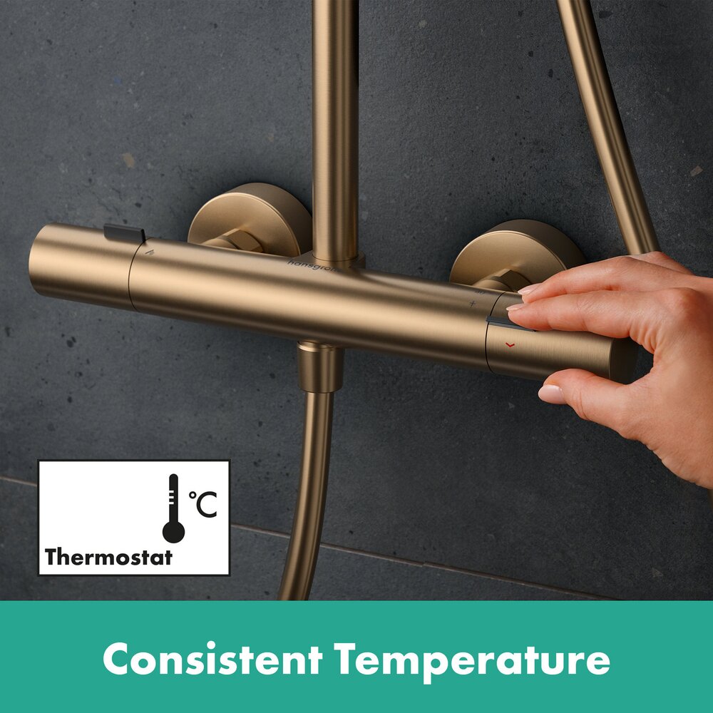 Колона за душ с термостатен смесител Hansgrohe Pulsify S Puro с 3 функции, завършек бронз перлен
