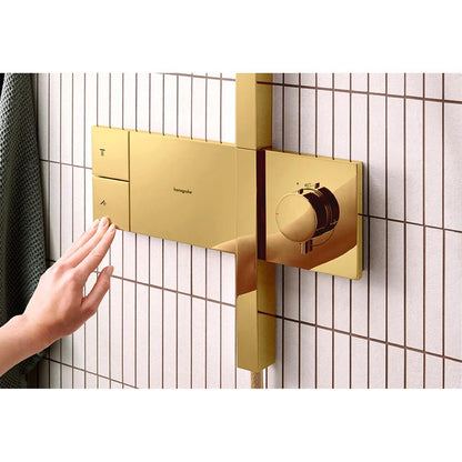 Смесител за душ с термостат Hansgrohe Raindance Alive Q с 3 функции, лъскаво злато