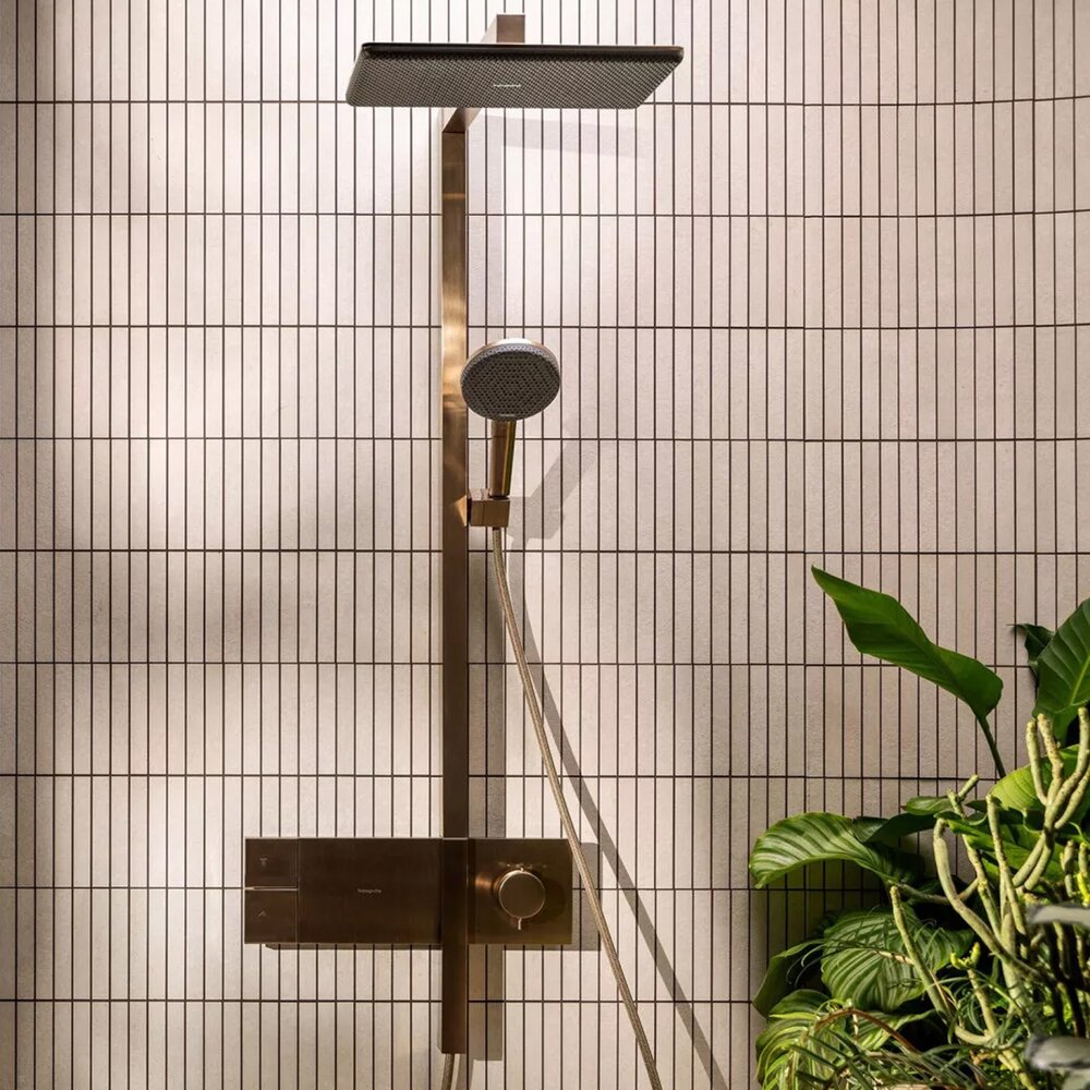 Смесител за душ с термостат Hansgrohe Raindance Alive Q с 3 функции, матово бронзово покритие