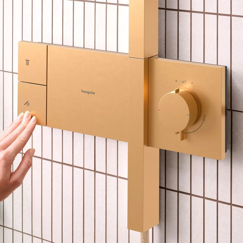 Смесител за душ с термостат Hansgrohe Raindance Alive Q с 3 функции, матово бронзово покритие