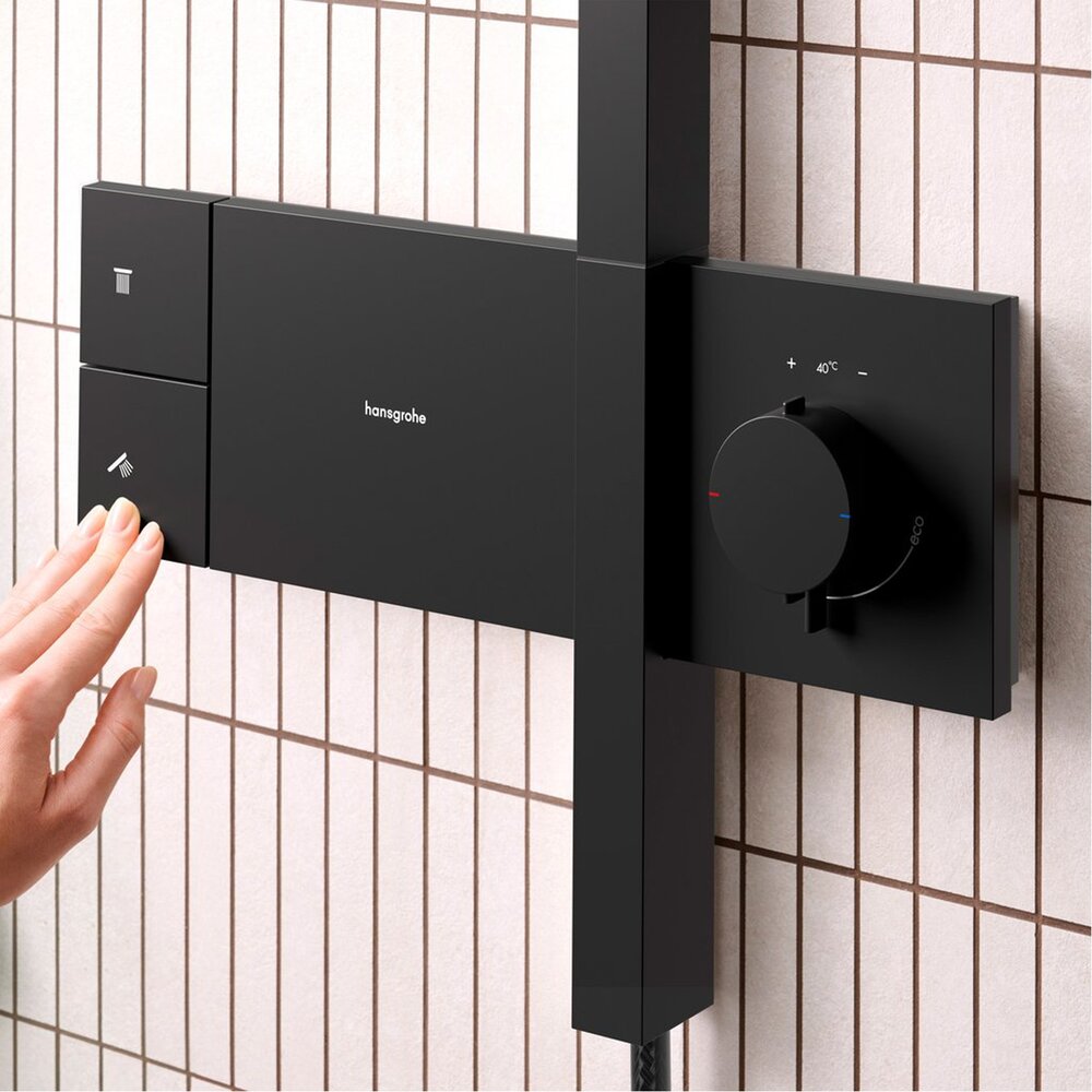 Смесител за душ с термостат Hansgrohe Raindance Alive Q с 3 функции, матово черно покритие