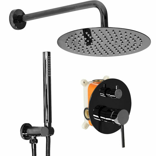 Shower Column with Built-in Thermostatic Faucet Black Rea Lungo