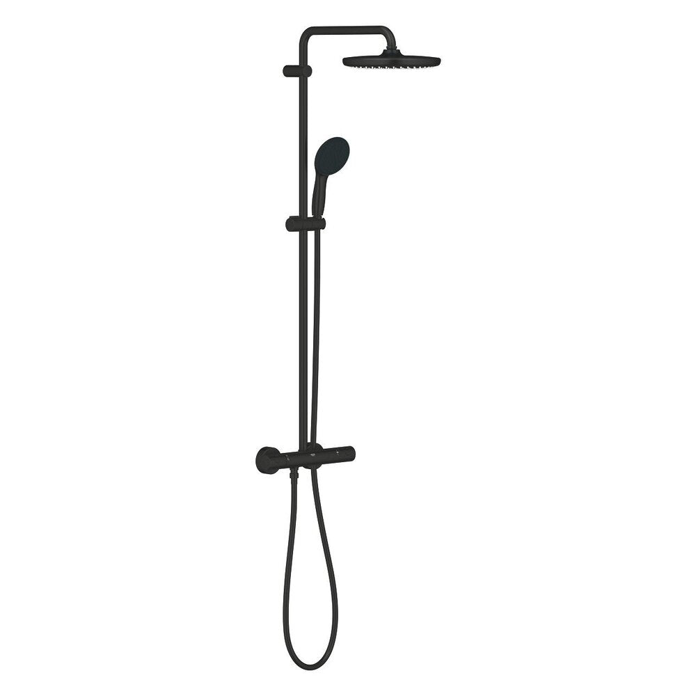 Колоно за душ с термостатична батерия черно матово Grohe Tempesta 250