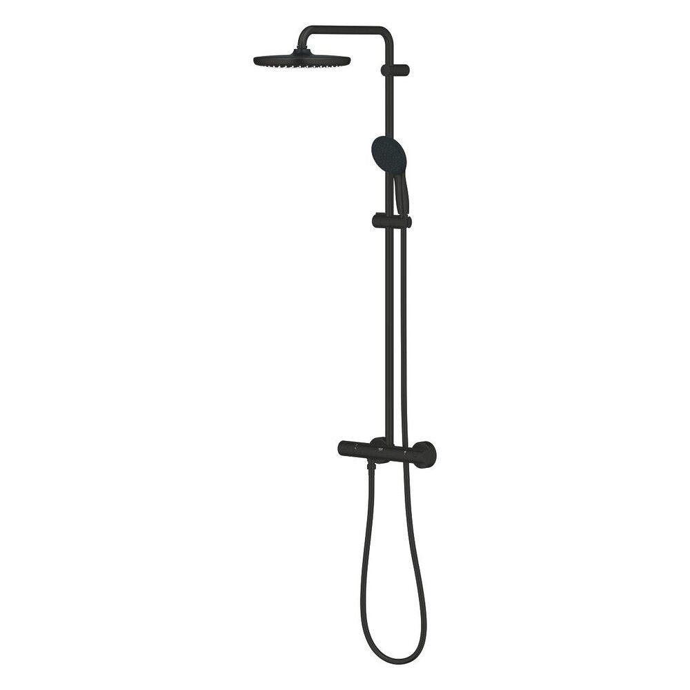 Колоно за душ с термостатична батерия черно матово Grohe Tempesta 250