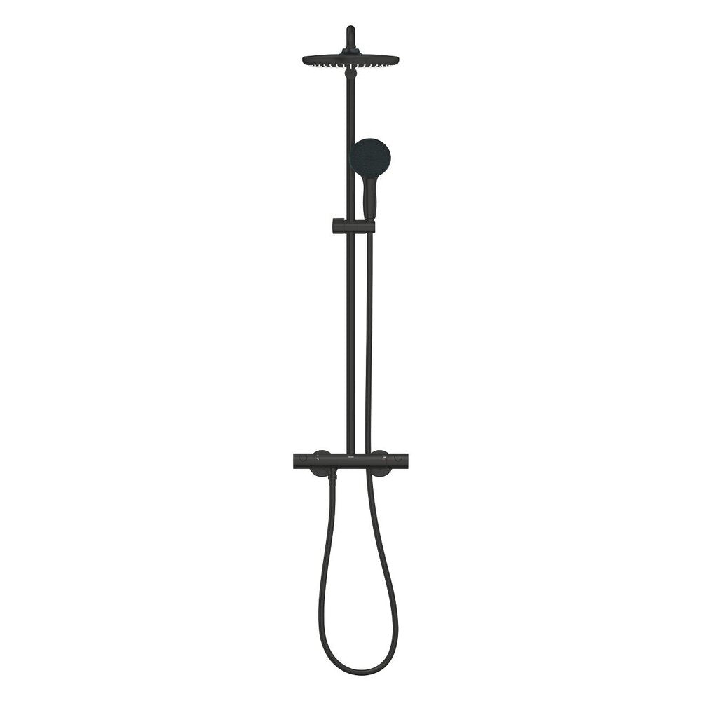 Колоно за душ с термостатична батерия черно матово Grohe Tempesta 250