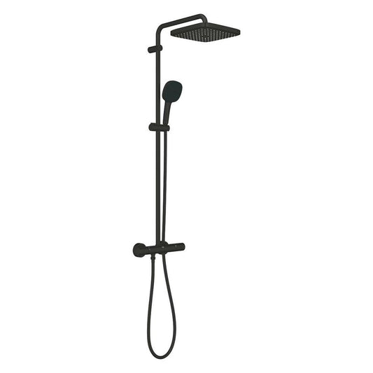 Shower column with thermostatic mixer matte black Grohe Tempesta Cosmopolitan 250 Cube