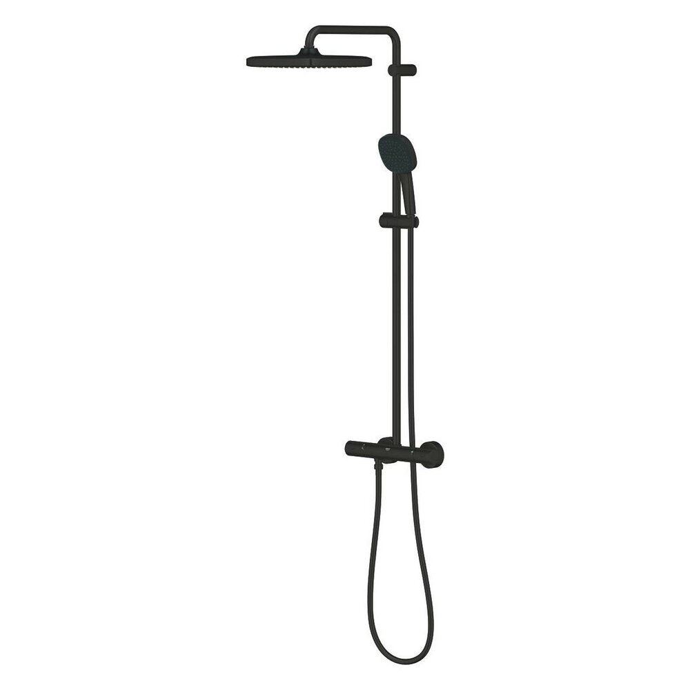 Shower column with thermostatic mixer matte black Grohe Tempesta Cosmopolitan 250 Cube