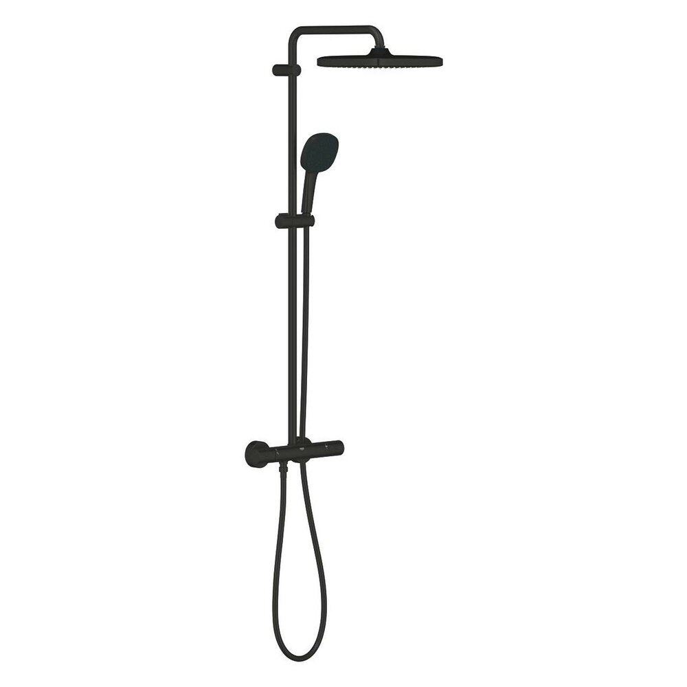 Shower column with thermostatic mixer matte black Grohe Tempesta Cosmopolitan 250 Cube