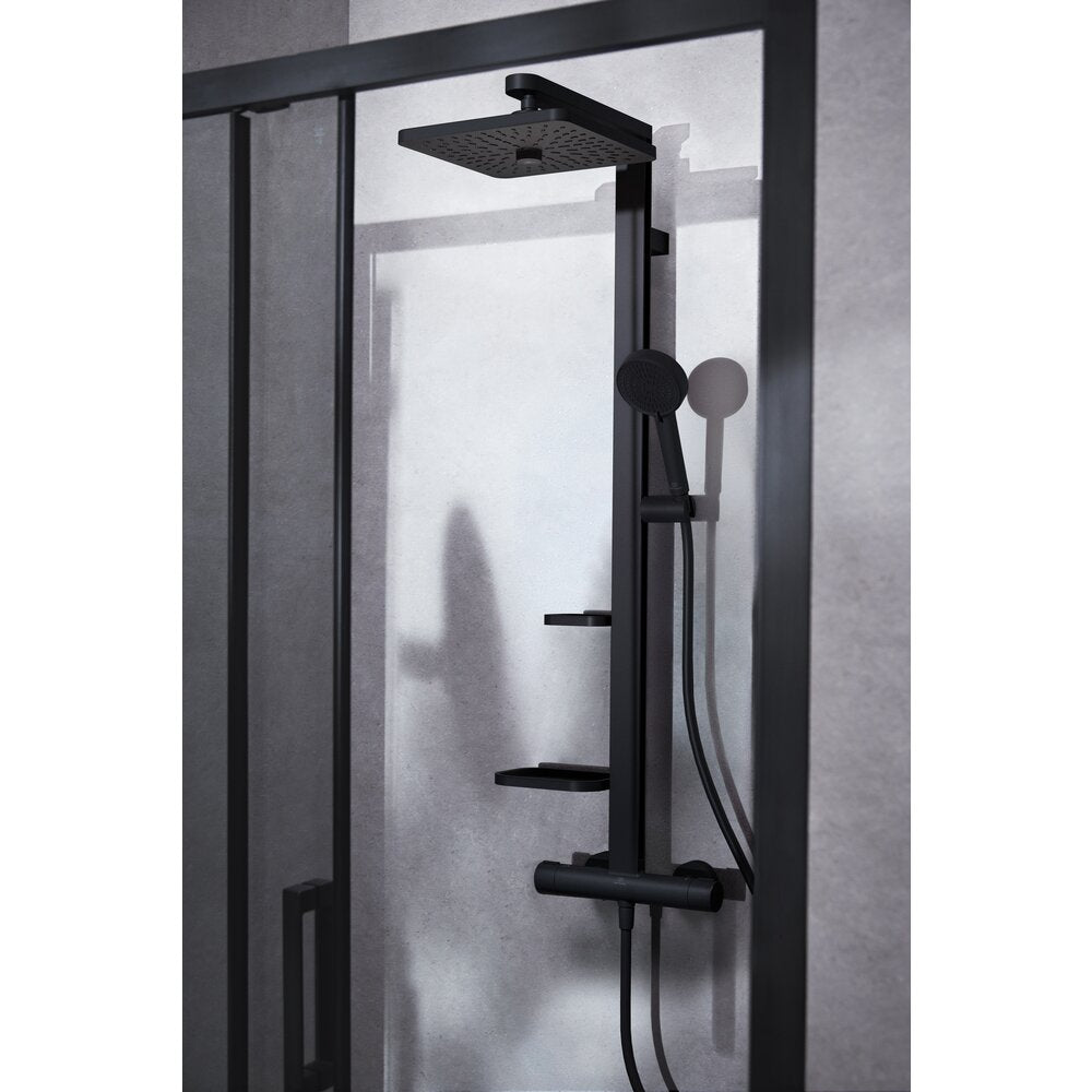Душ колона с термостатичен смесител матово черно Ideal Standard Alu+ квадратен душ глава