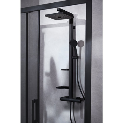 Душ колона с термостатичен смесител матово черно Ideal Standard Alu+ квадратен душ глава