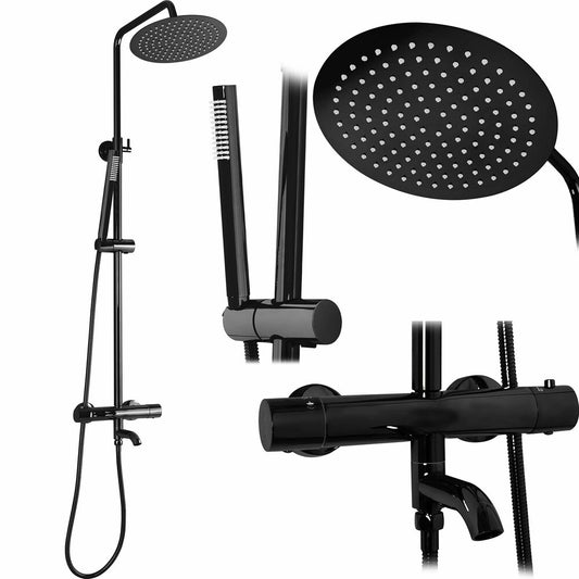 Shower Column with Thermostatic Faucet Metallic Black Rea Lungo