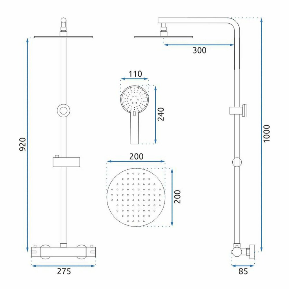Rea Bliss Thermostatic Shower Column Chrome