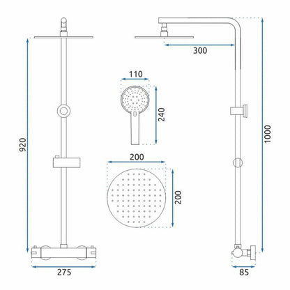 Rea Bliss Thermostatic Shower Column Chrome