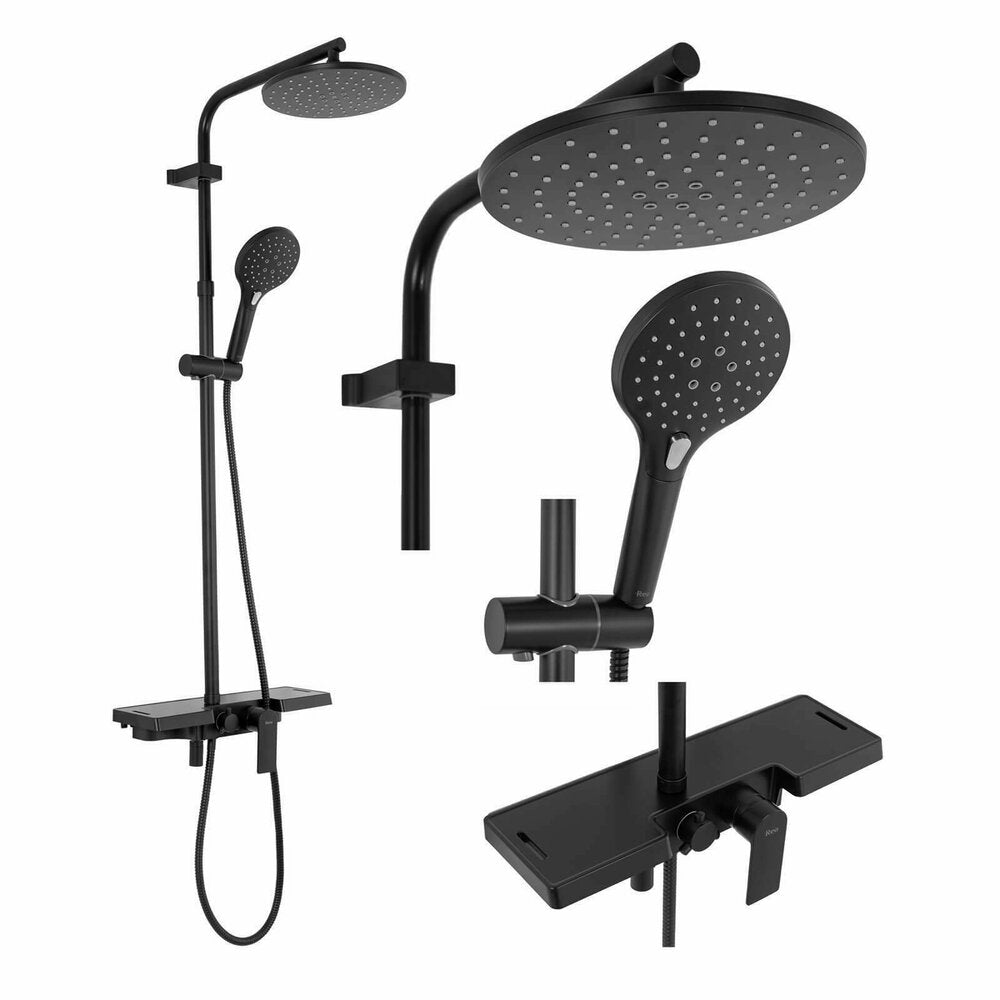 Rea Santos Matte Black Shower Column with Single Lever Mixer