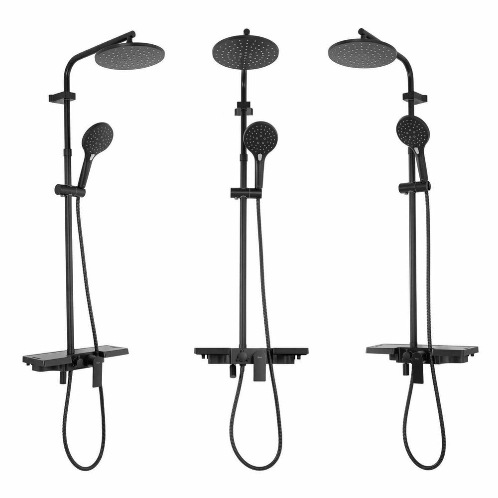 Rea Santos Matte Black Shower Column with Single Lever Mixer