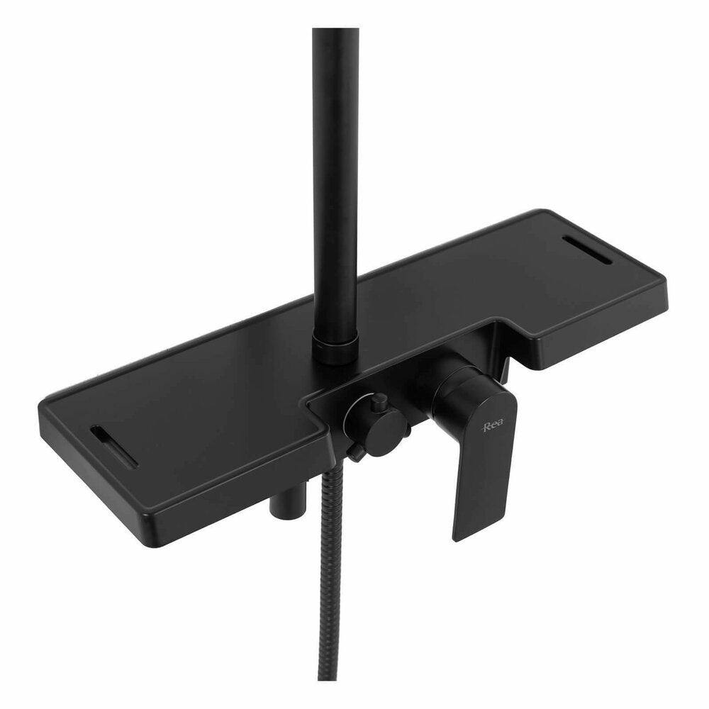 Rea Santos Matte Black Shower Column with Single Lever Mixer