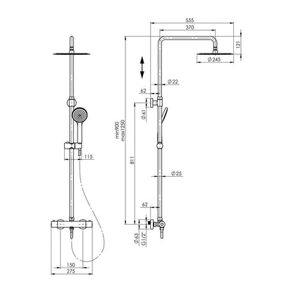 Смесител за душ Rubineta Olo+Thermo с хромирано покритие