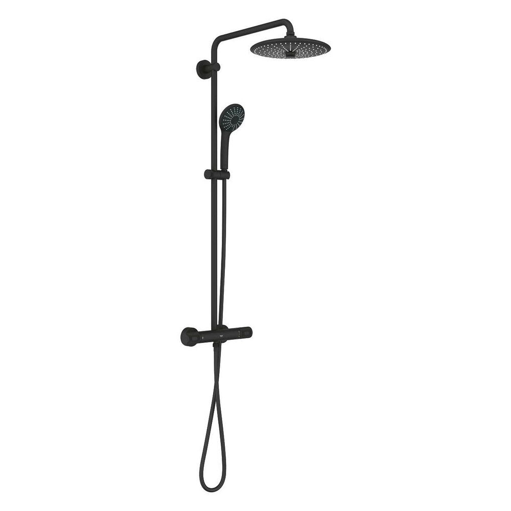 Thermostatic shower column in matte black Grohe Euphoria 260