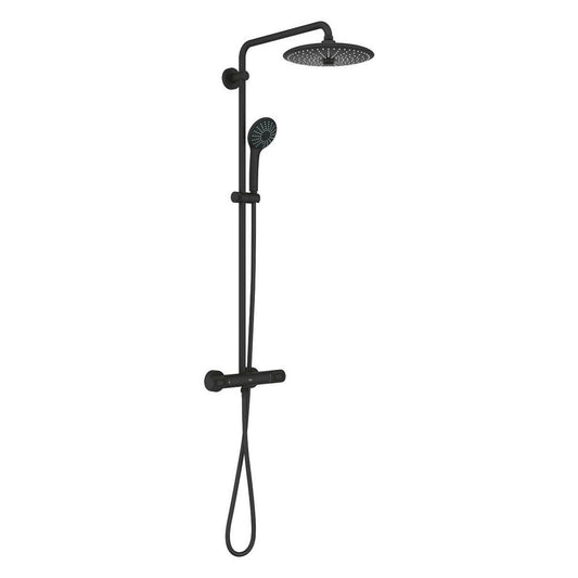 Thermostatic shower column in matte black Grohe Euphoria 260