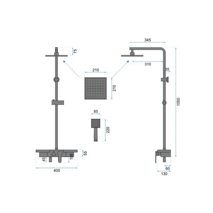 Rea Bravo Matte Black Shower Column