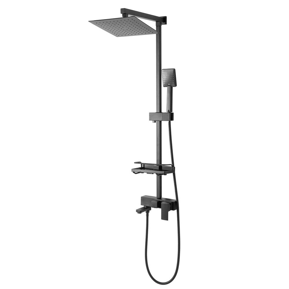 Rea Jack Matte Black Shower Column with Bathtub Spout