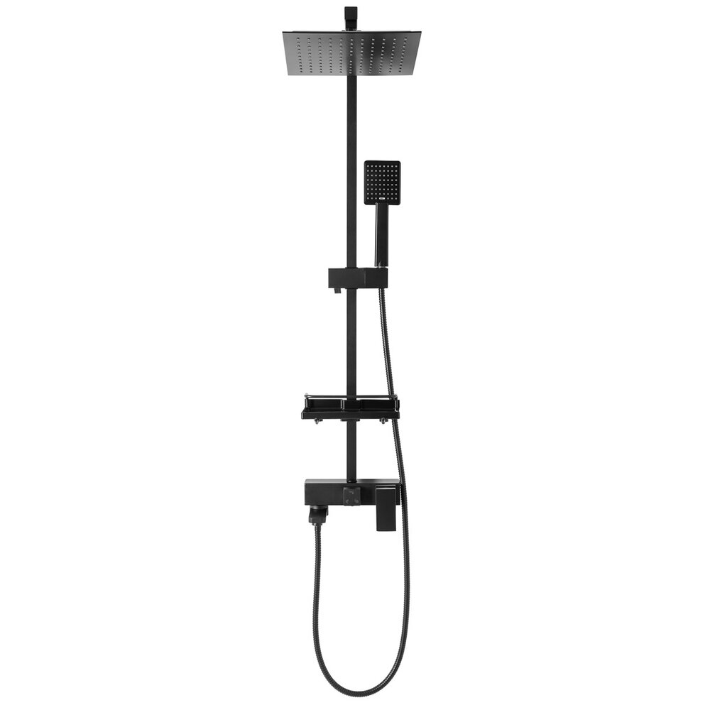 Rea Jack Matte Black Shower Column with Bathtub Spout