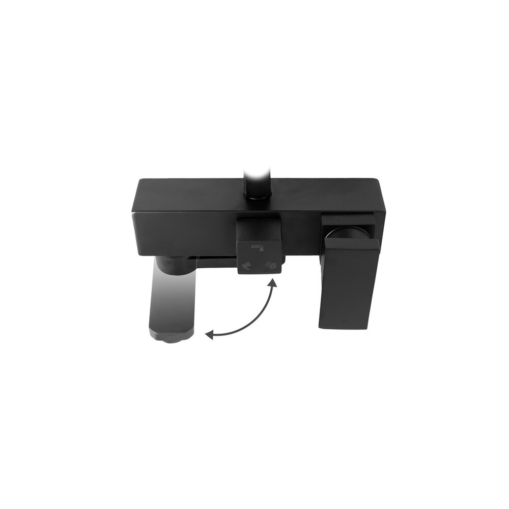 Rea Jack Matte Black Shower Column with Bathtub Spout