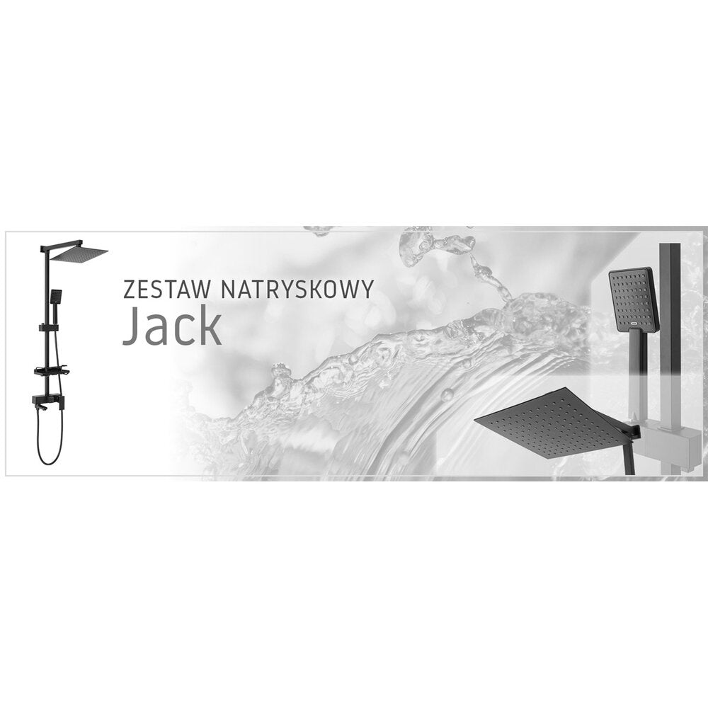Rea Jack Matte Black Shower Column with Bathtub Spout