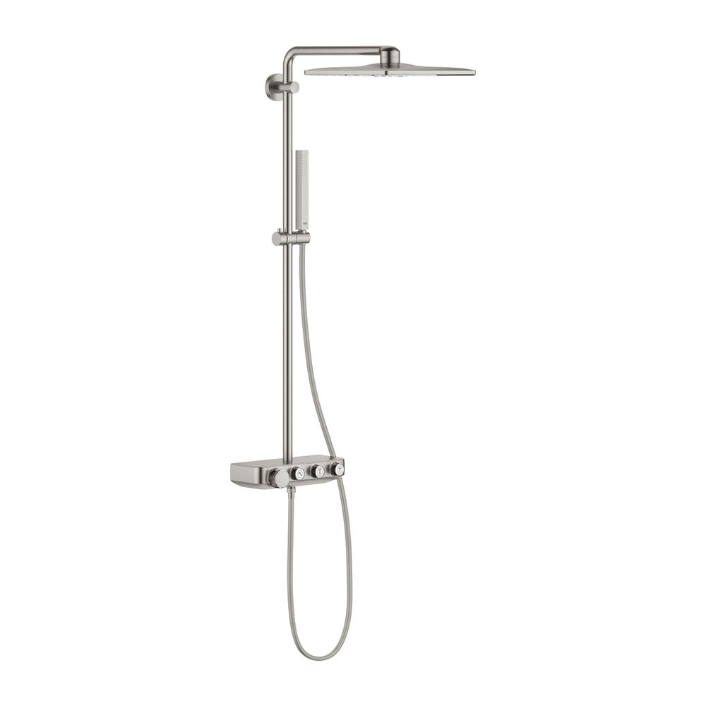Grohe Euphoria SmartControl 310 Cube Duo Thermostatic Shower Column in Brushed Supersteel