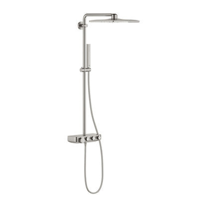 Grohe Euphoria SmartControl 310 Cube Duo Thermostatic Shower Column in Brushed Supersteel