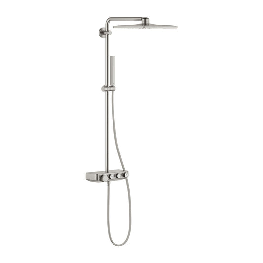 Grohe Euphoria SmartControl 310 Cube Duo Thermostatic Shower Column in Brushed Supersteel